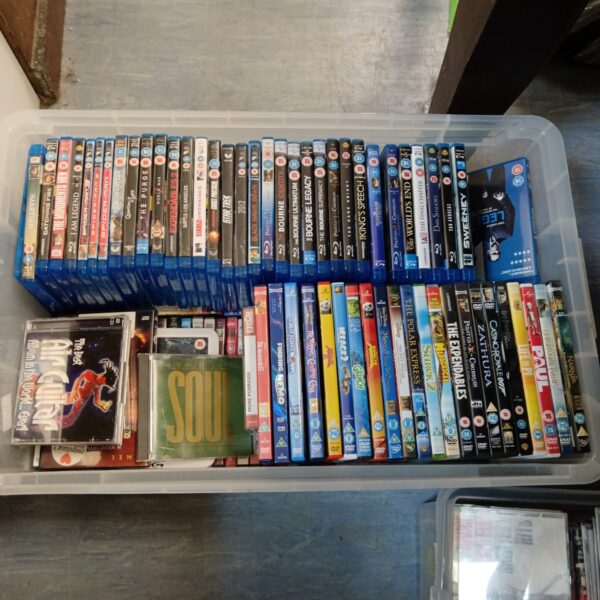 Box of Blu-ray movies & DVD's