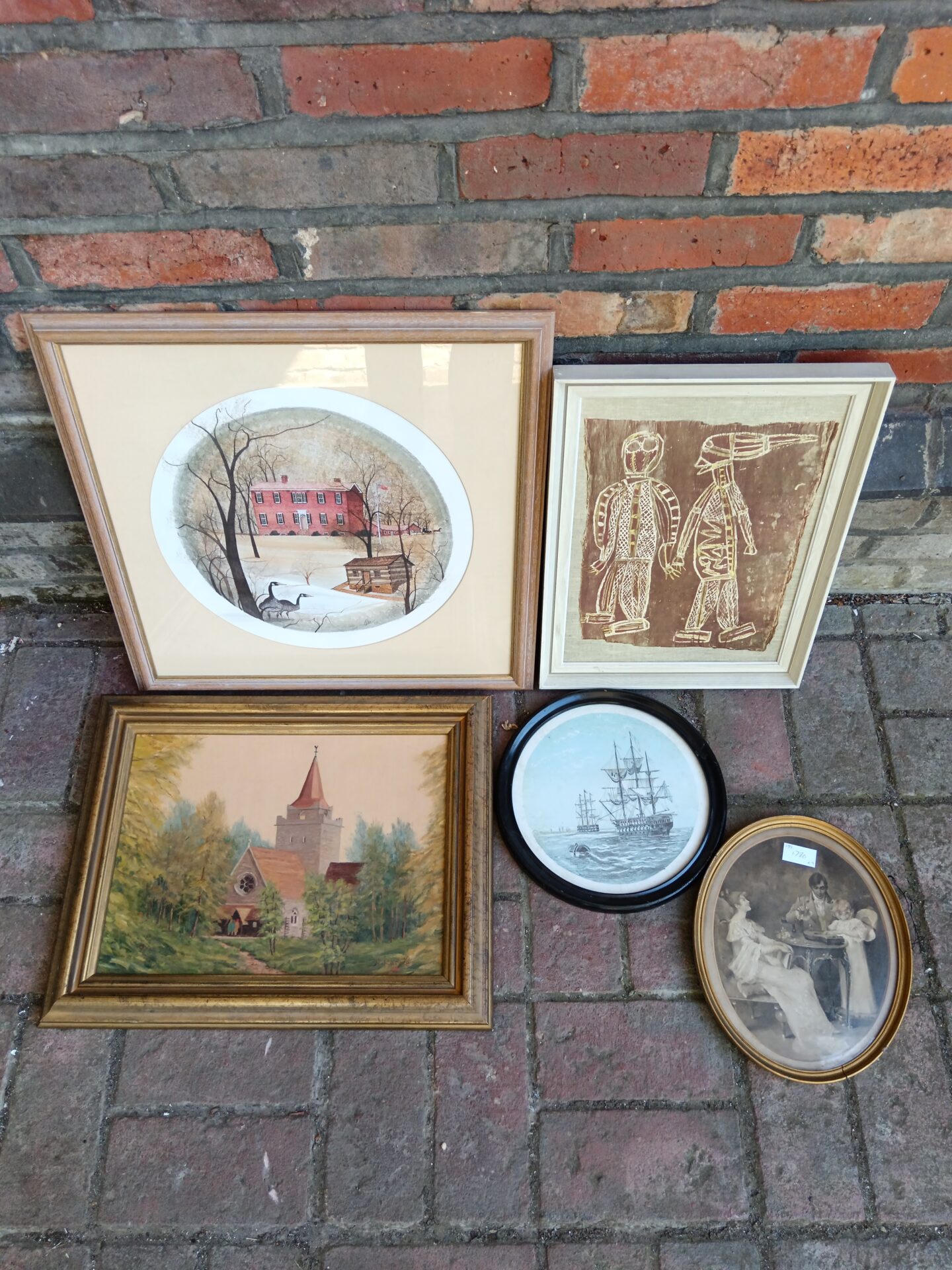 Collection of framed prints & original signed oil painting of a church