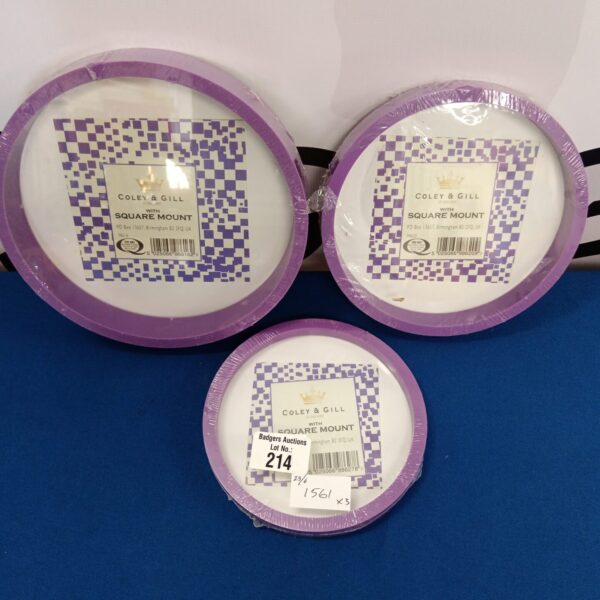 Three new coley & gill purple round photo frames