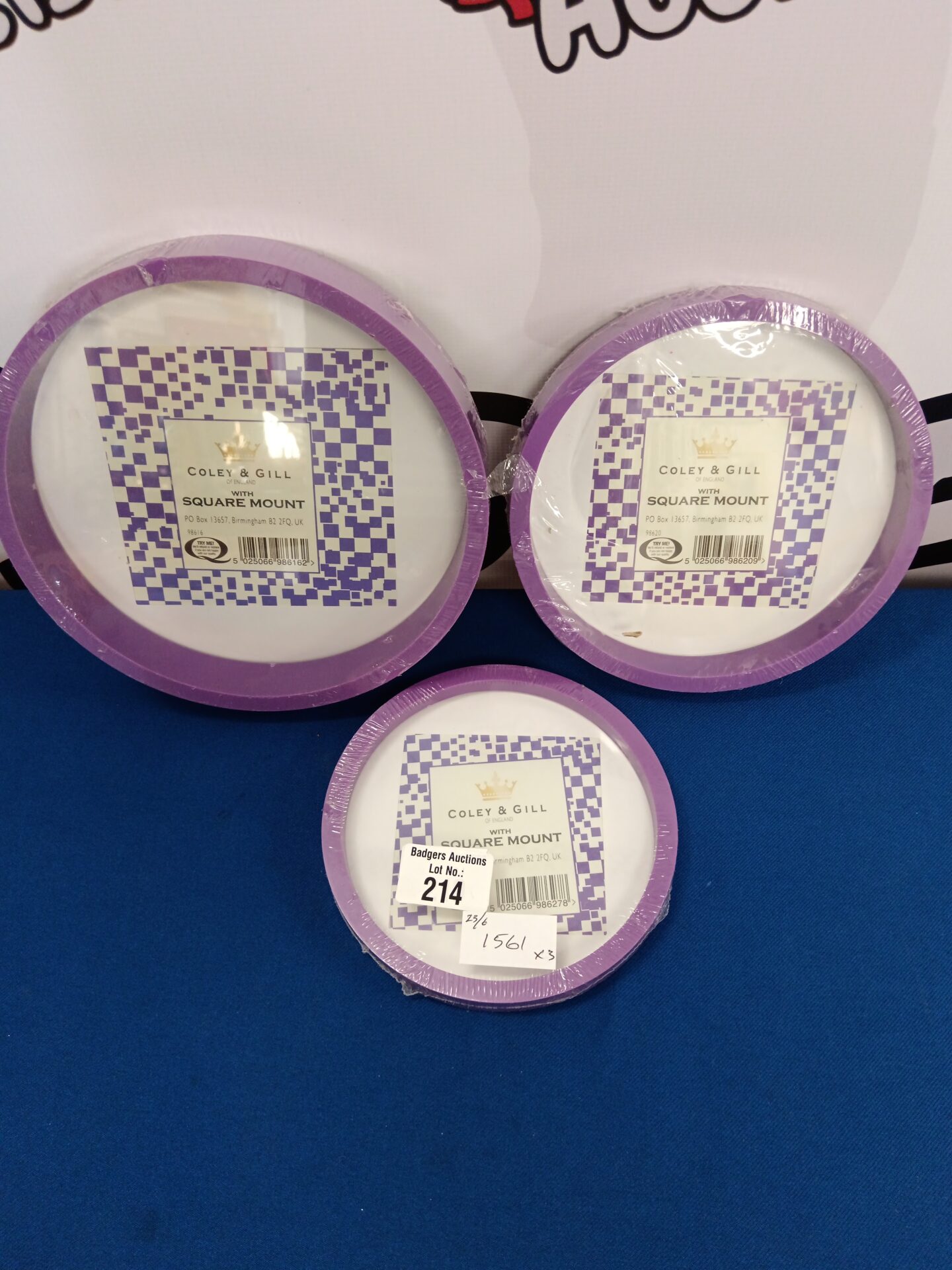Three new coley & gill purple round photo frames