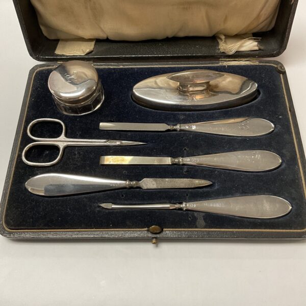 cased hallmarked silver manicure set (replacement scissors)
