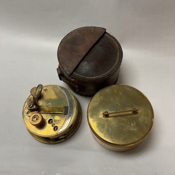 Vintage Brass Military Pocket Sextant in Leather Case