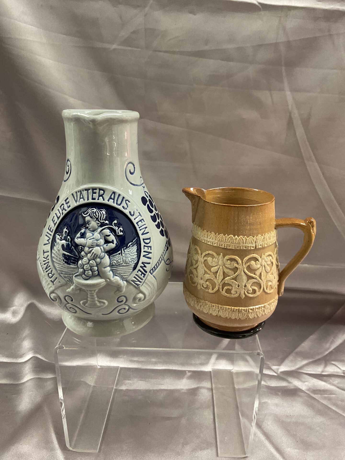 Small Doulton Lambeth Saltglaze Jug and Wine Jug