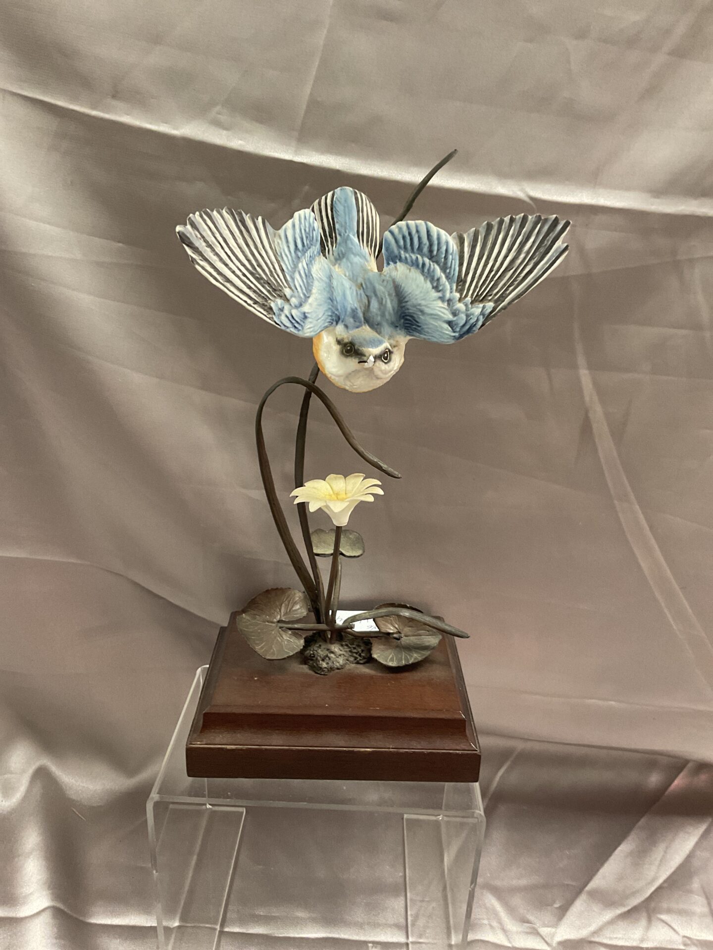 vintage bronze & ceramic david fryer kingfisher sculpture slightly af
