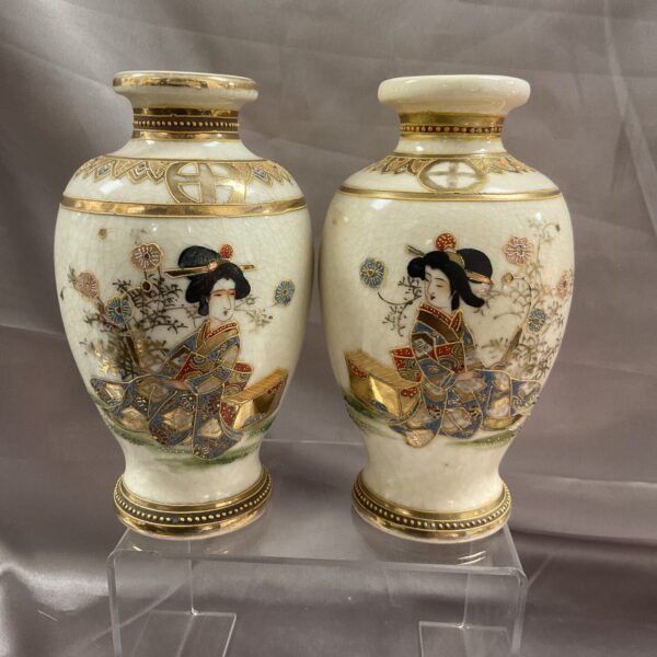 Two Japanese 7” Satsuma Vases