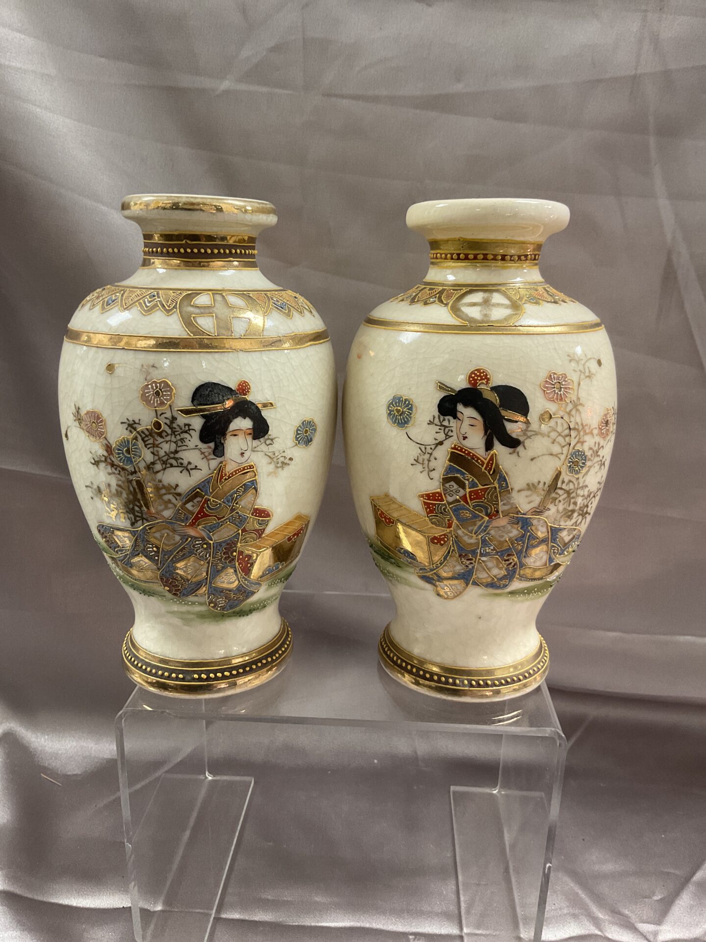 Two Japanese 7” Satsuma Vases