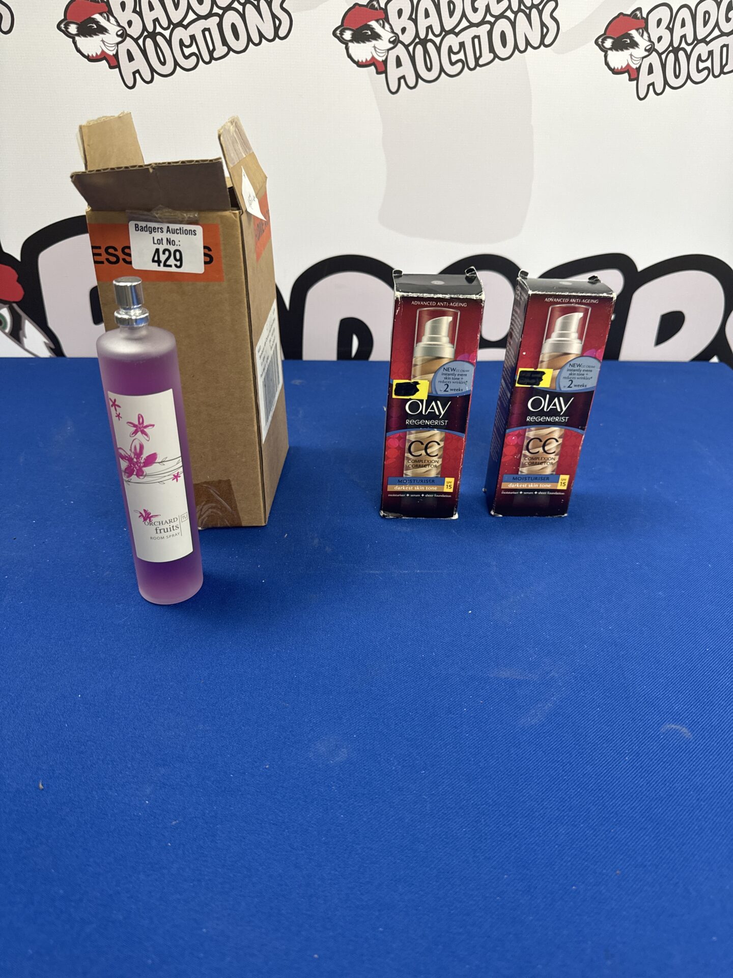 Five bottles of tu orchard fruits room spray with two bottles of olay complexion corrector