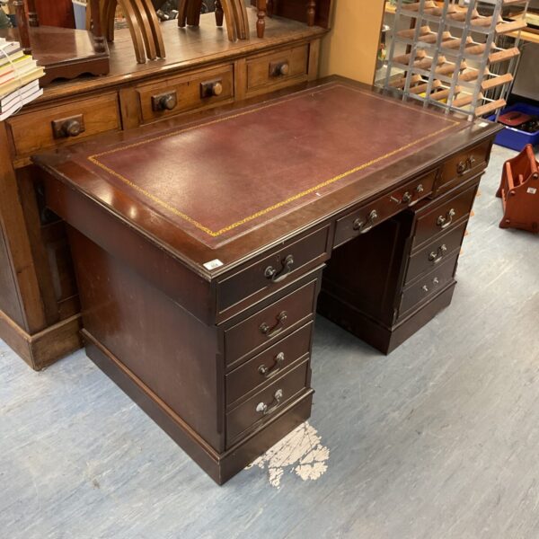 Reproduction Vintage leather topped desk 31”d x 54”w x 32”h