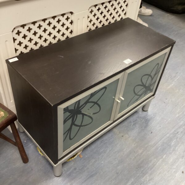 Dark wood and glass doored Cabinet L33”x W14”xH22”