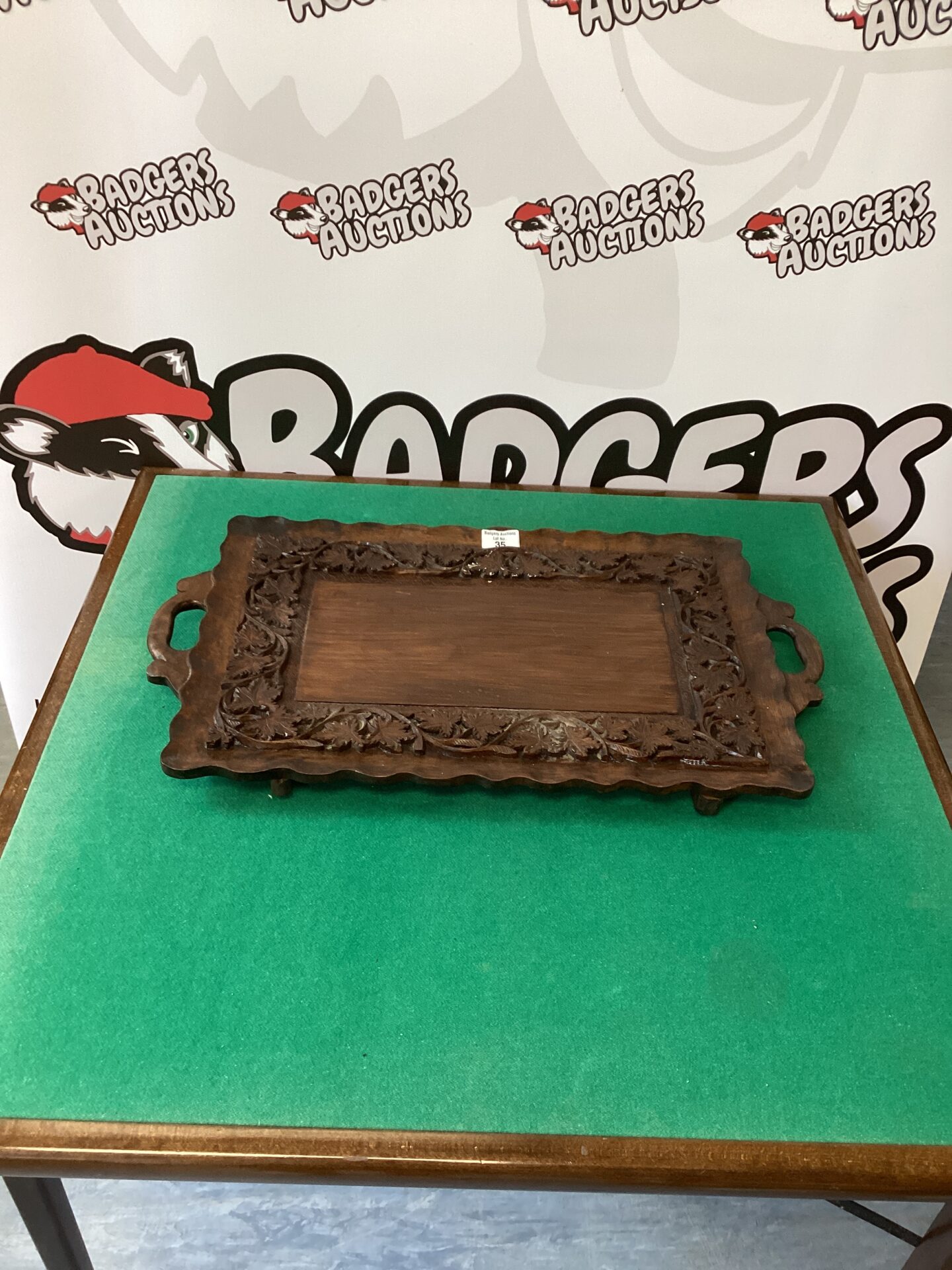 Antique Hand carved Oak Serving Tray