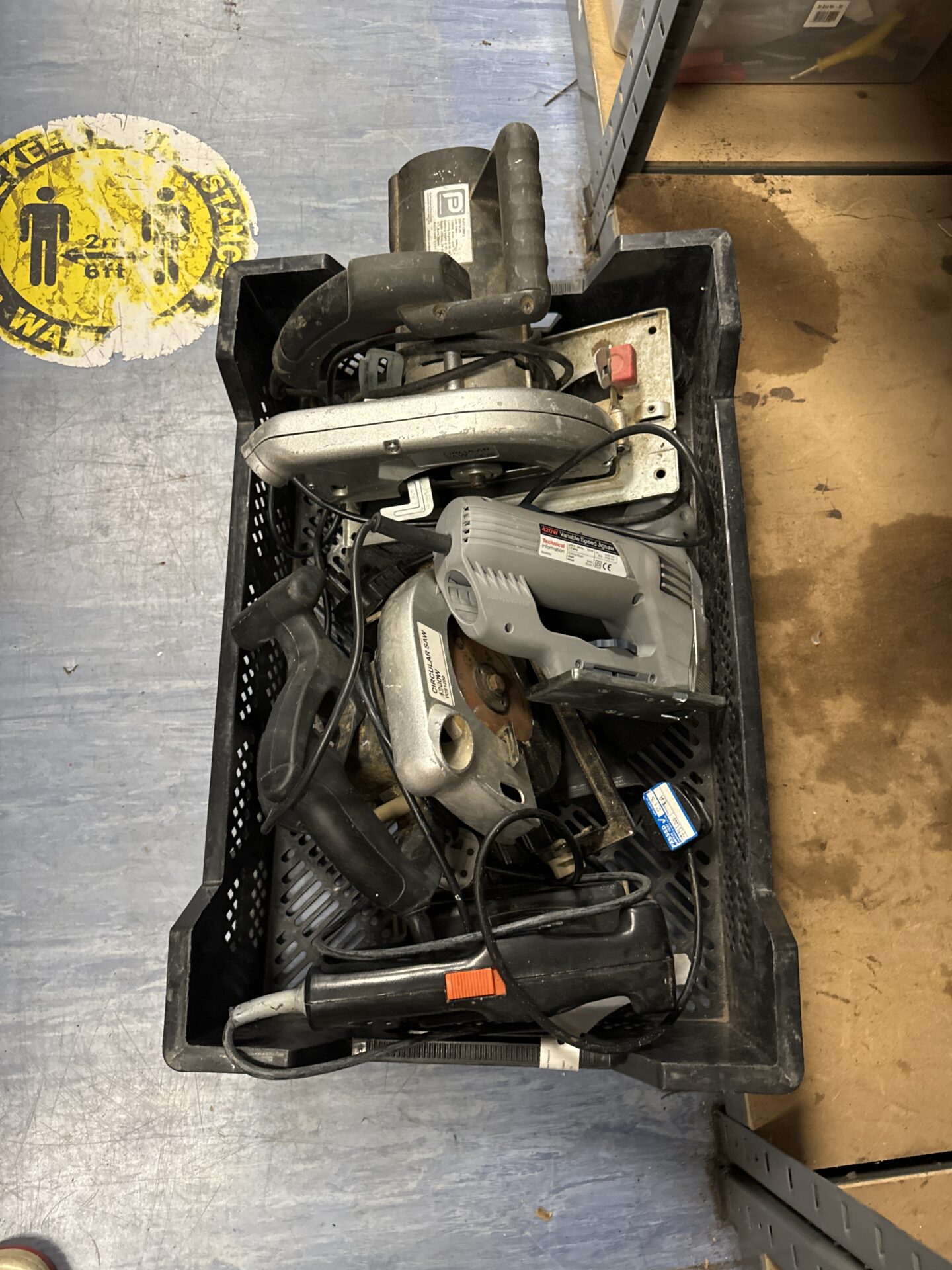 Tray of assorted untested power tools