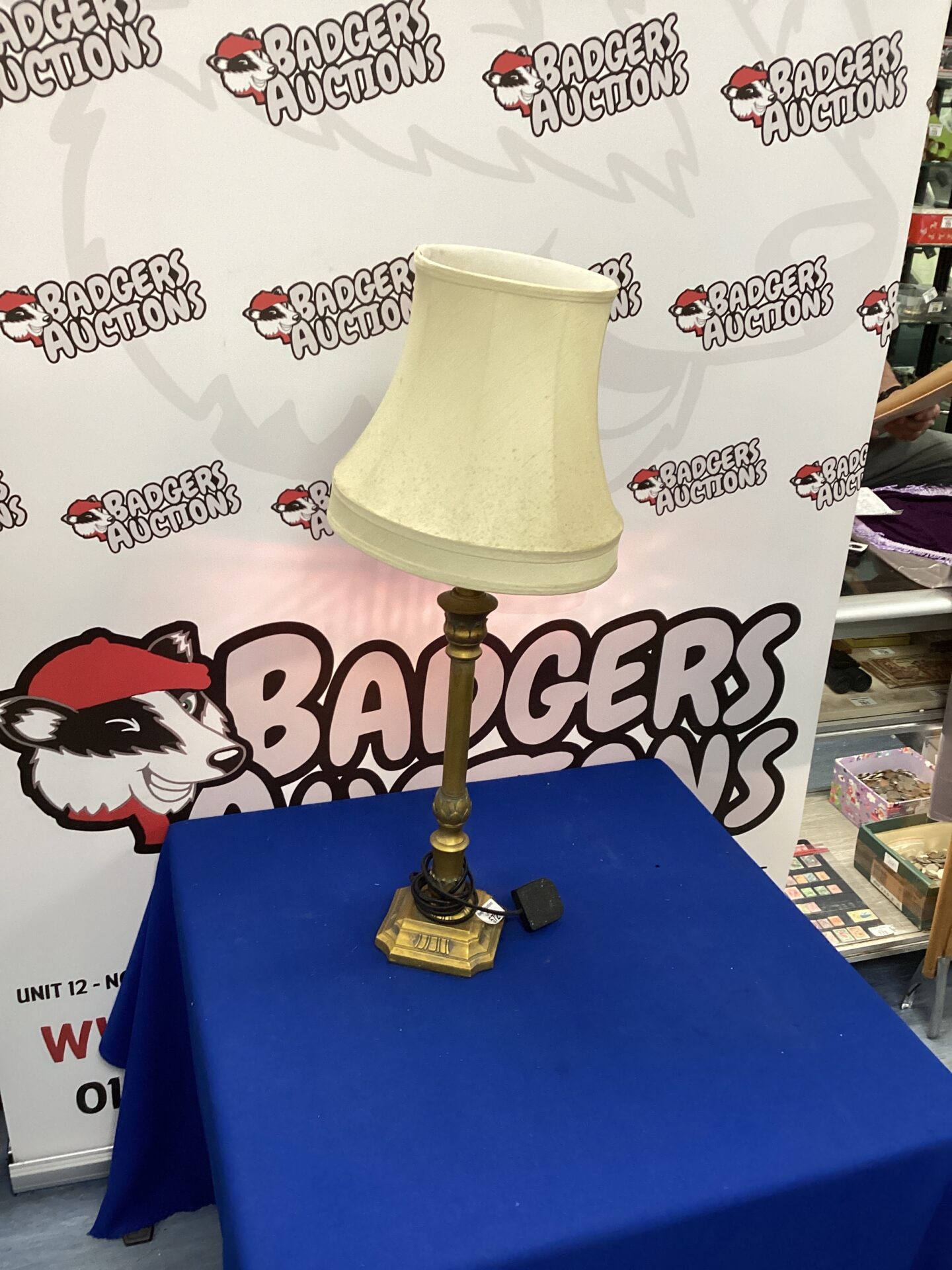 Vintage brass and wood Corinthian column Table Lamp