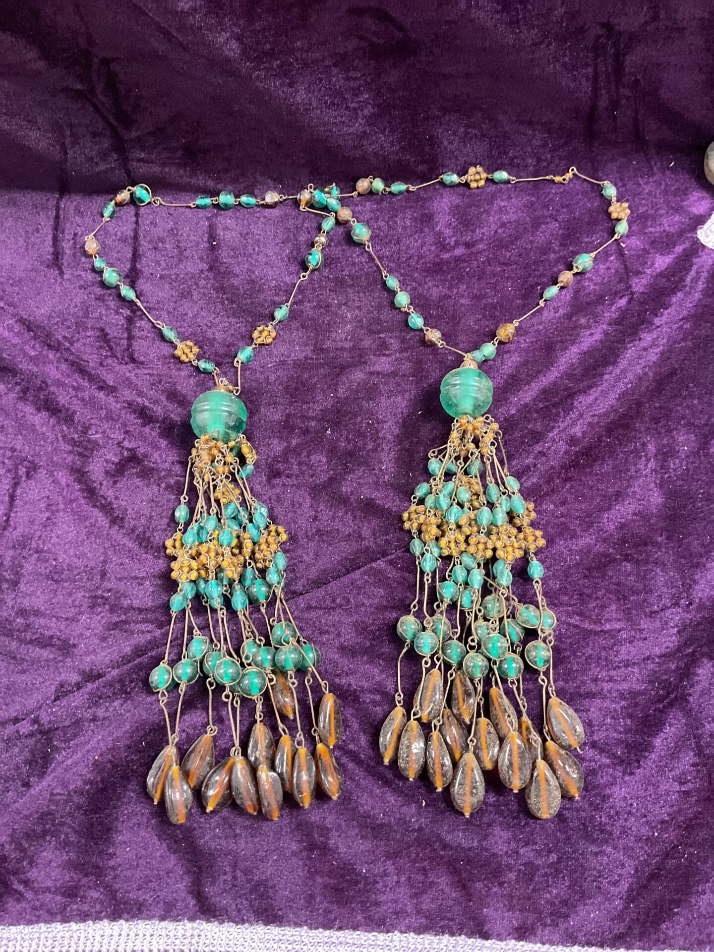 Two heavy glass bead necklaces