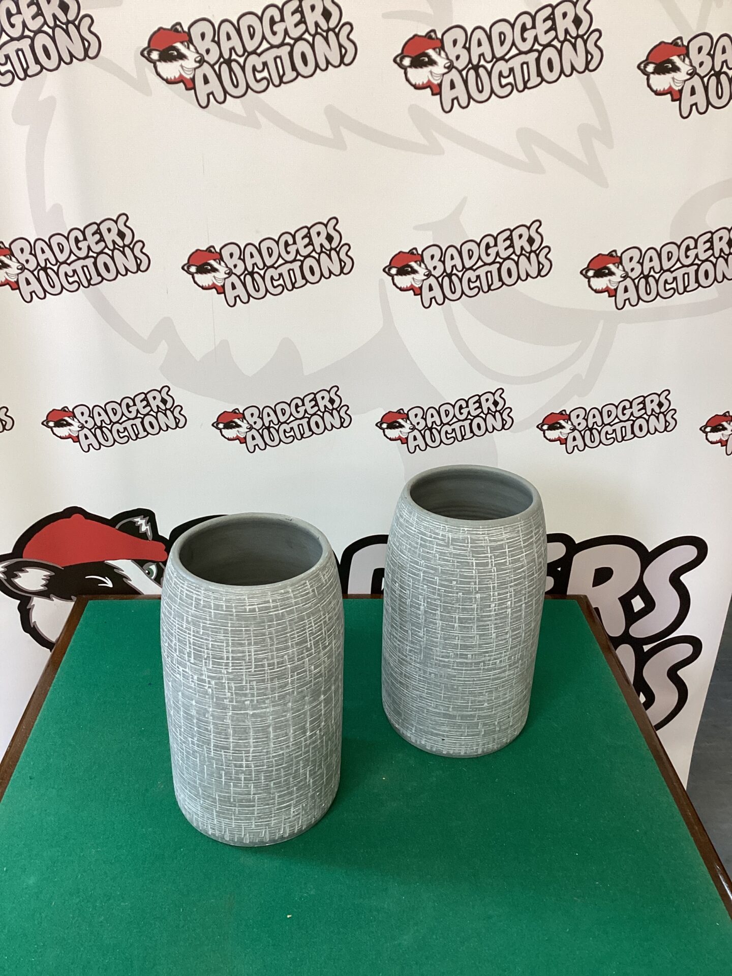 Two Light Grey Modern Decorative Flower Pots