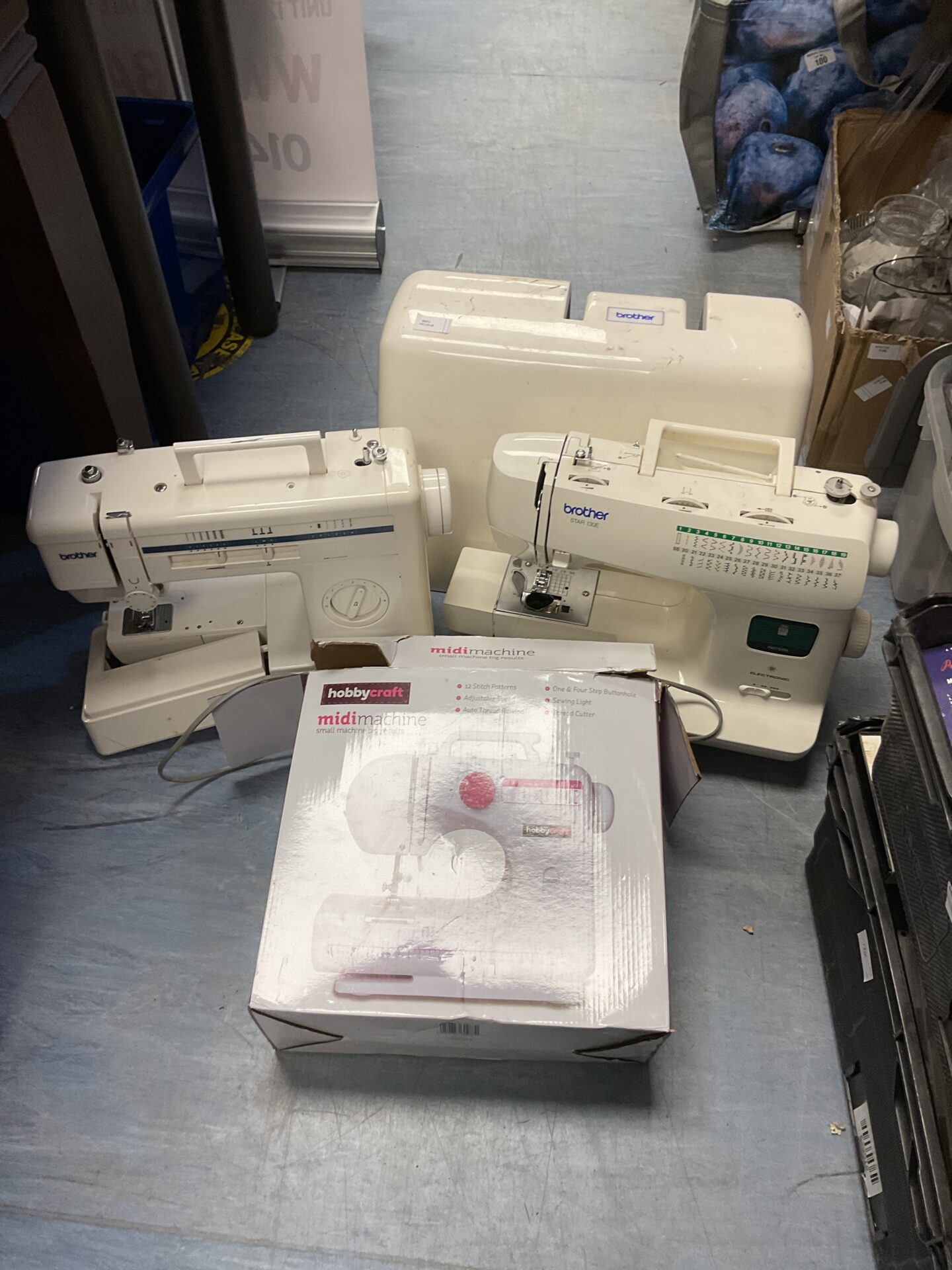 Three sewing machines inc brother star 130e & hobbycraft midi machine
