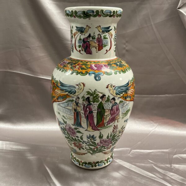 Vintage Handpainted Oriental  12” Vase