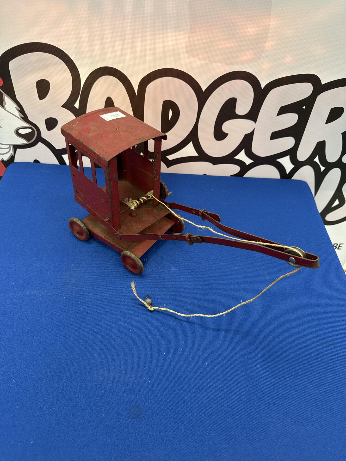 Vintage triang tin plate crane toy 8.5” tall