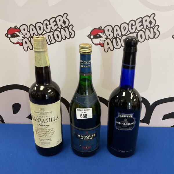 Fortnum & mason manzanilla & bristol cream sherry, marquis de breund brandy