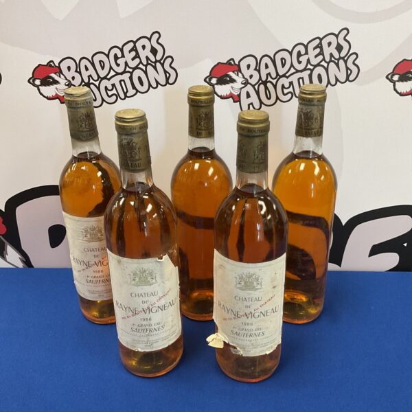 5 bottles of chateau de rayne vigneau 1986 wine