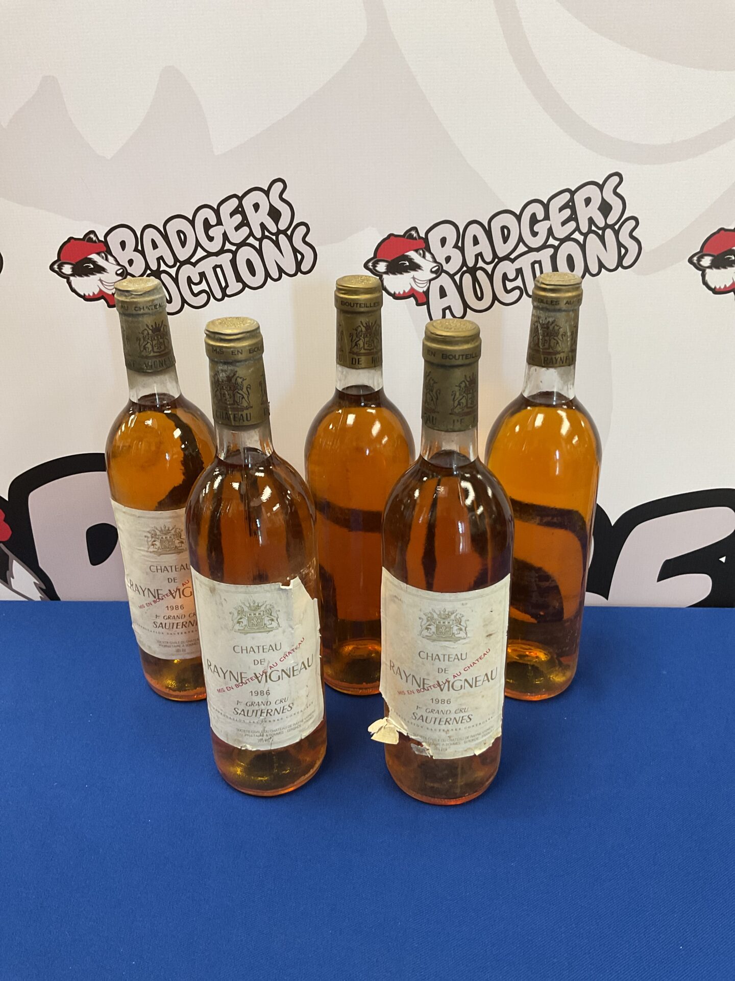5 bottles of chateau de rayne vigneau 1986 wine