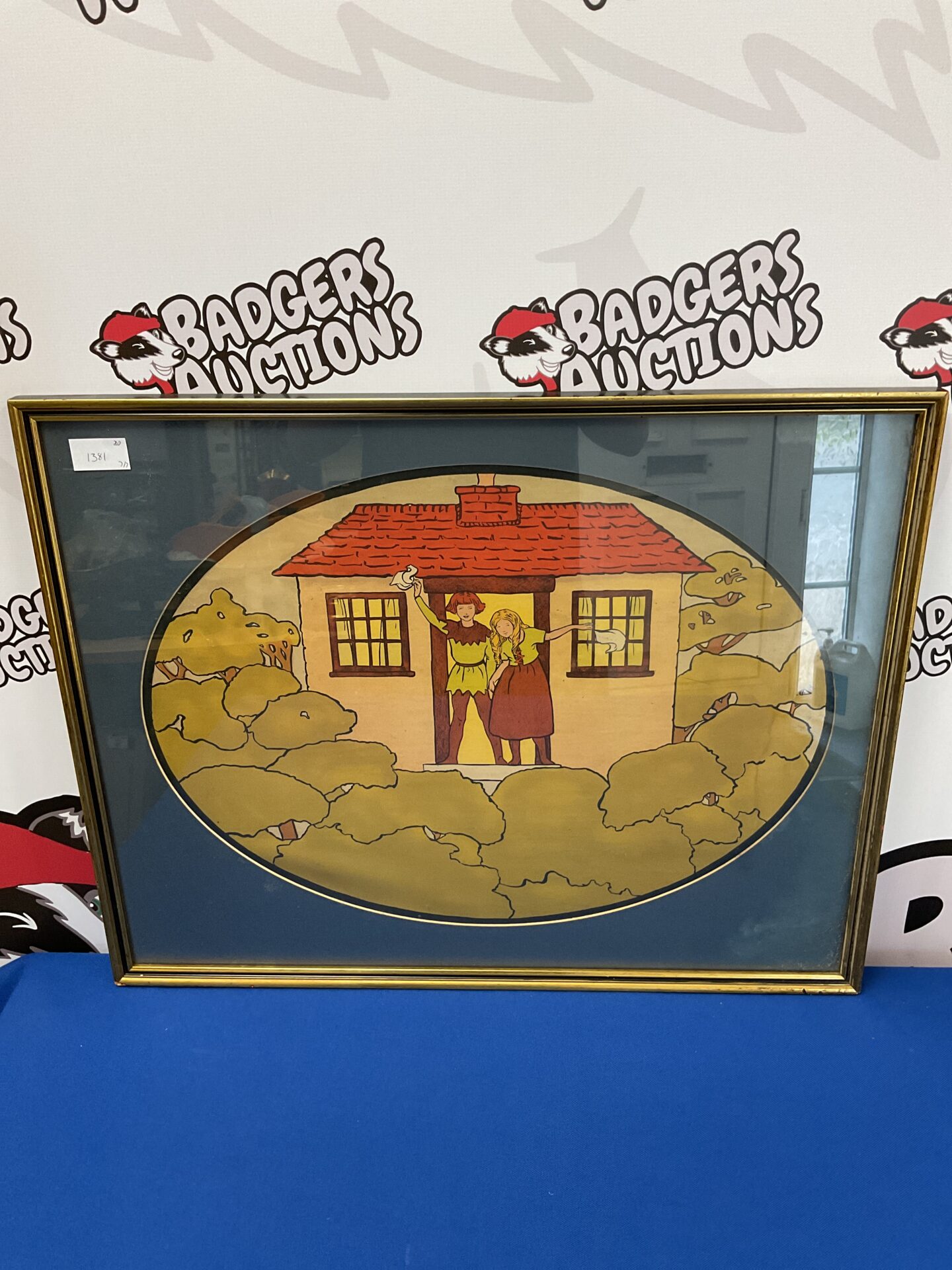 vintage chromolithograph scene of peter pan & wendy