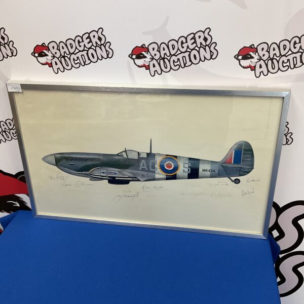 Spitfire Print Signed Douglas Bader And Others