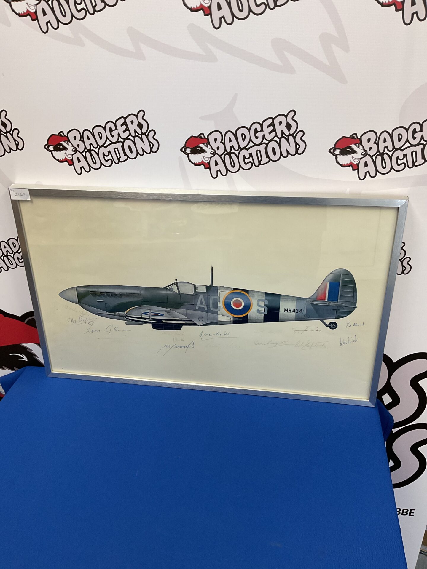 Spitfire Print Signed Douglas Bader And Others