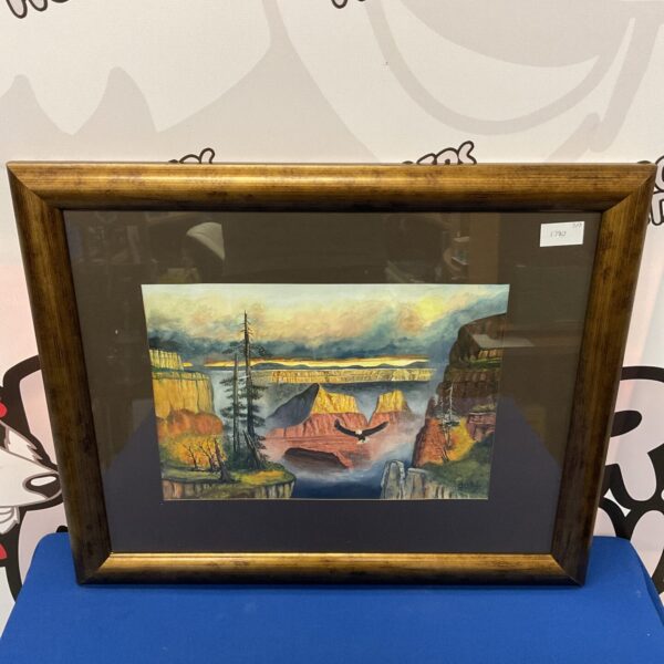 Original American watercolour of the grand canyon signed sylvia